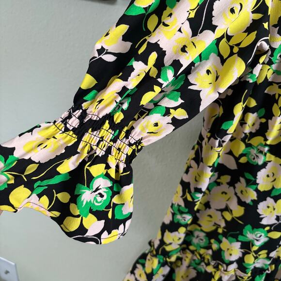 Who What Wear Floral Tiered Mini Dress Yellow Flowers Women's Size 4XL - Picture 4 of 12